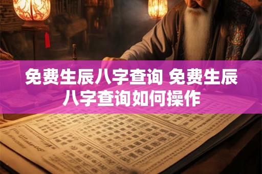 免费生辰八字查询 免费生辰八字查询如何操作