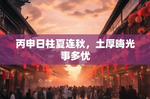 详细阅读:丙申日柱夏连秋,土厚晦光事多忧 丙申日柱夏连秋,土厚晦光事多忧