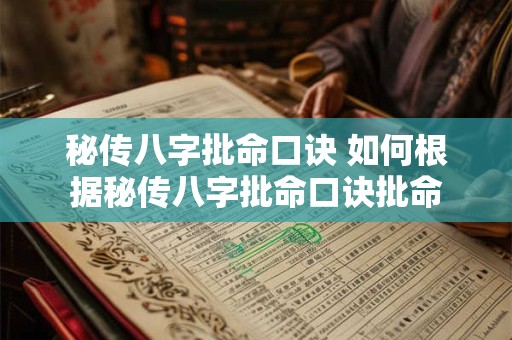 秘传八字批命口诀 如何根据秘传八字批命口诀批命