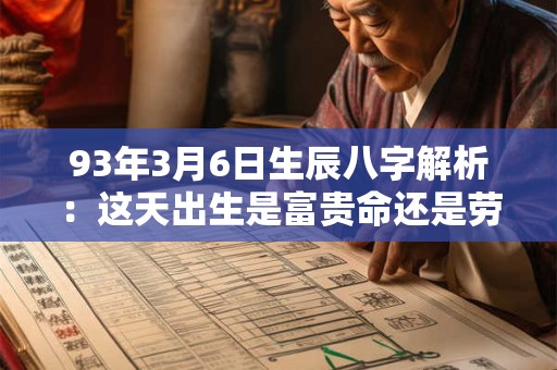 93年3月6日生辰八字解析：这天出生是富贵命还是劳碌命