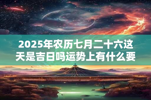 2025年农历七月二十六这天是吉日吗运势上有什么要点