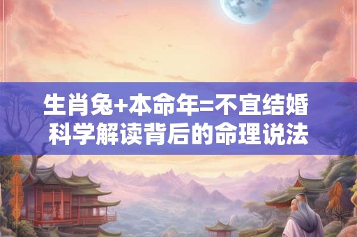 详细阅读:生肖兔+本命年=不宜结婚 科学解读背后的命理说法 生肖兔+本命年=不宜结婚 科学解读背后的命理说法