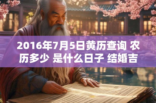 2016年7月5日黄历查询 农历多少 是什么日子 结婚吉时