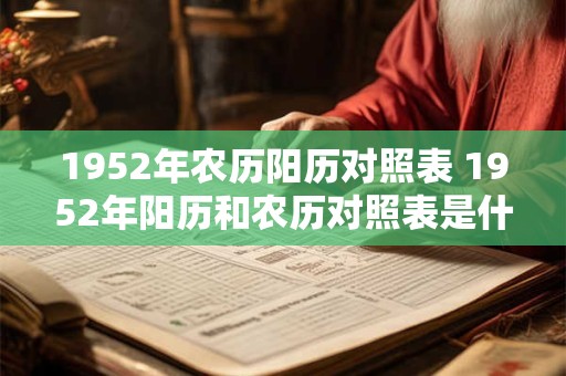 1952年农历阳历对照表 1952年阳历和农历对照表是什么
