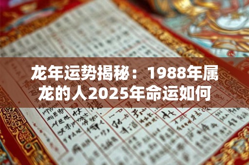 龙年运势揭秘：1988年属龙的人2025年命运如何