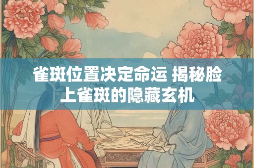 雀斑位置决定命运 揭秘脸上雀斑的隐藏玄机