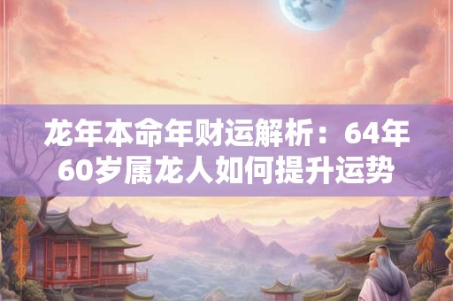 龙年本命年财运解析：64年60岁属龙人如何提升运势