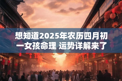 想知道2025年农历四月初一女孩命理 运势详解来了
