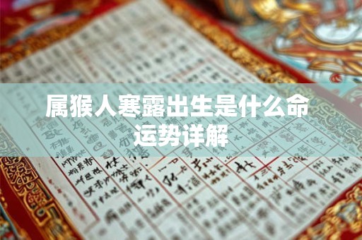 属猴人寒露出生是什么命 运势详解