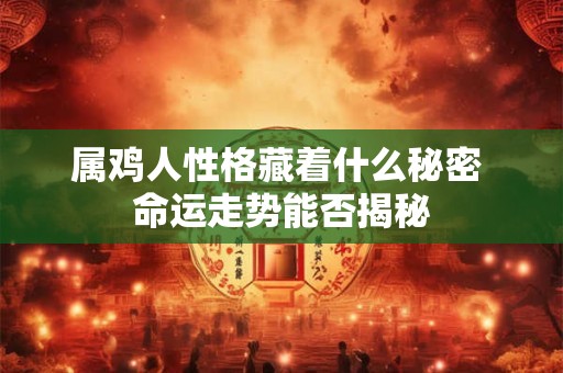 属鸡人性格藏着什么秘密 命运走势能否揭秘