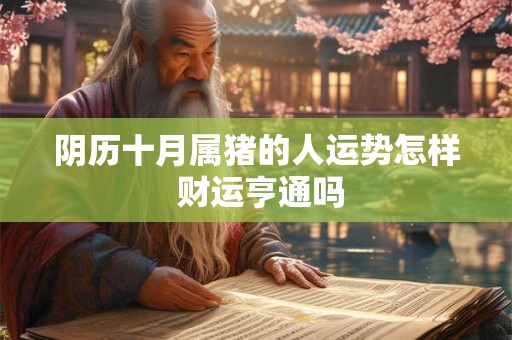 阴历十月属猪的人运势怎样 财运亨通吗