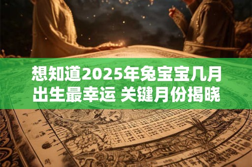 想知道2025年兔宝宝几月出生最幸运 关键月份揭晓