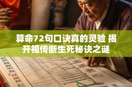 算命72句口诀真的灵验 揭开祖传断生死秘诀之谜