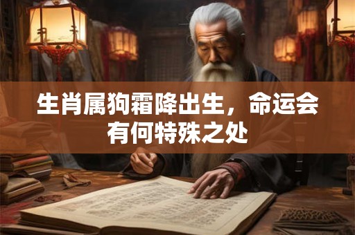 详细阅读:生肖属狗霜降出生,命运会有何特殊之处 生肖属狗霜降出生,命运会有何特殊之处