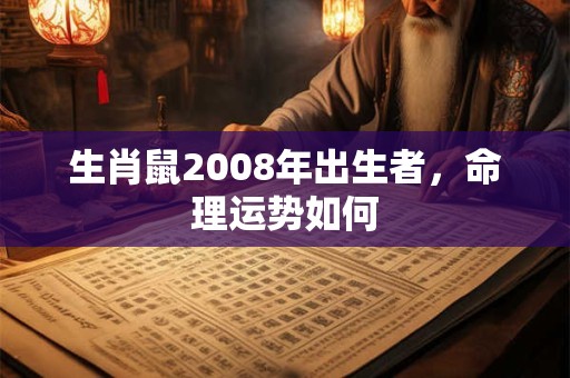 生肖鼠2008年出生者，命理运势如何