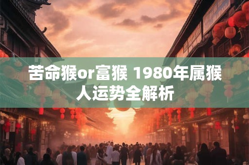 苦命猴or富猴 1980年属猴人运势全解析