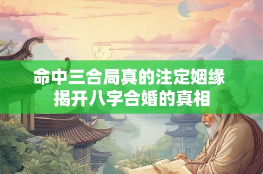 命中三合局真的注定姻缘 揭开八字合婚的真相