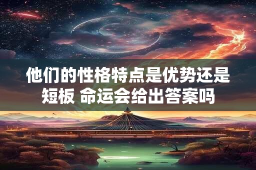 他们的性格特点是优势还是短板 命运会给出答案吗