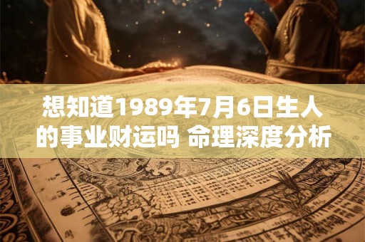 想知道1989年7月6日生人的事业财运吗 命理深度分析