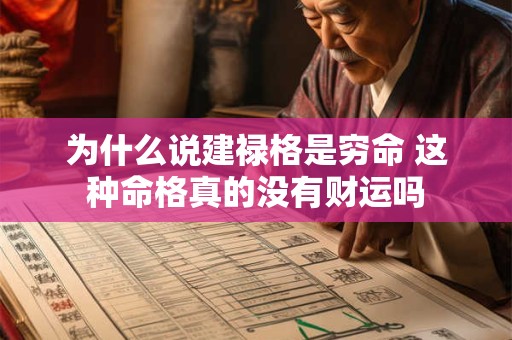 为什么说建禄格是穷命 这种命格真的没有财运吗