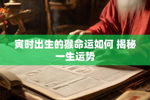 寅时出生的猴命运如何 揭秘一生运势