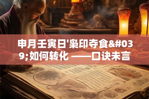 申月壬寅日'枭印夺食'如何转化 ——口诀未言之法
