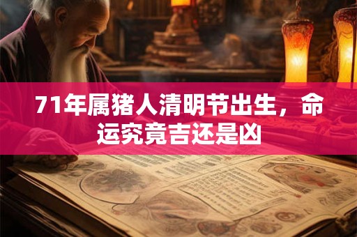 71年属猪人清明节出生，命运究竟吉还是凶