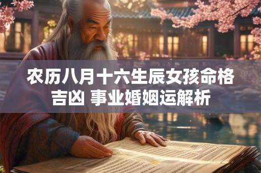 农历八月十六生辰女孩命格吉凶 事业婚姻运解析
