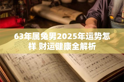 63年属兔男2025年运势怎样 财运健康全解析