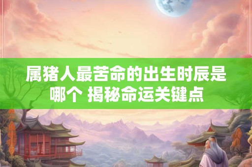属猪人最苦命的出生时辰是哪个 揭秘命运关键点