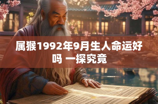 属猴1992年9月生人命运好吗 一探究竟