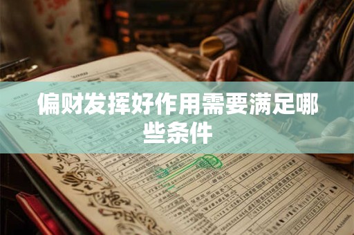 偏财发挥好作用需要满足哪些条件