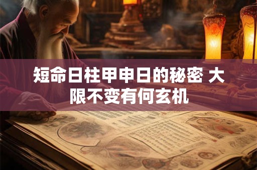 短命日柱甲申日的秘密 大限不变有何玄机