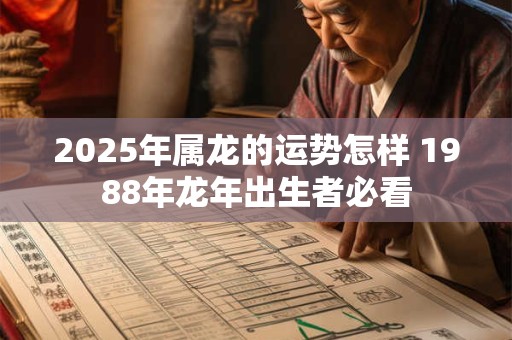 2025年属龙的运势怎样 1988年龙年出生者必看