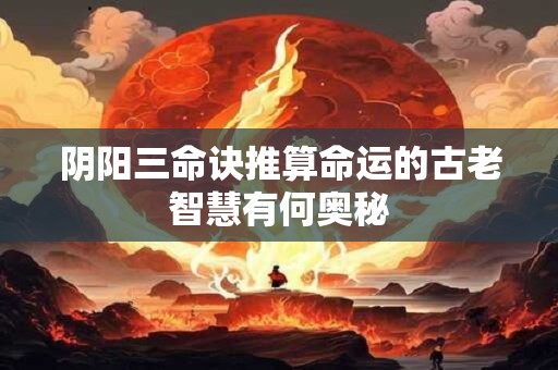 阴阳三命诀推算命运的古老智慧有何奥秘 阴阳三命诀推算命运的古老智慧有何奥秘