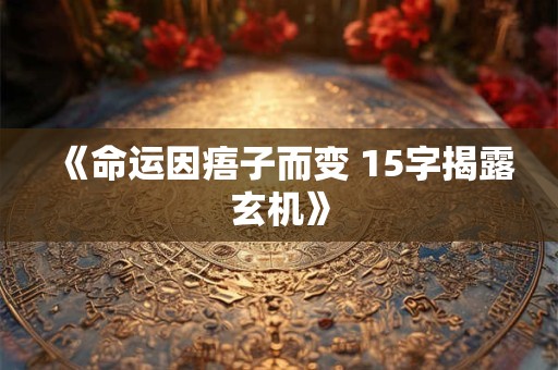 《命运因痦子而变 15字揭露玄机》 《命运因痦子而变 15字揭露玄机》