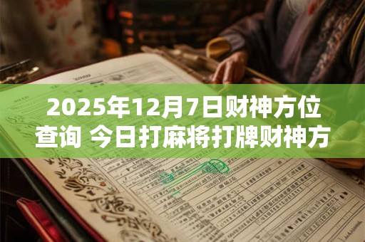 2025年12月7日财神方位查询 今日打麻将打牌财神方位！