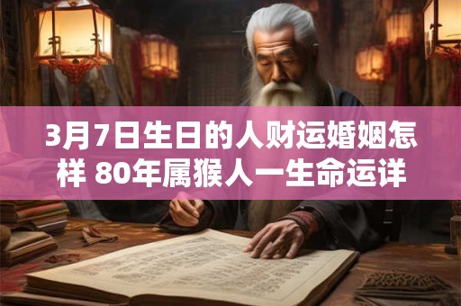 3月7日生日的人财运婚姻怎样 80年属猴人一生命运详解