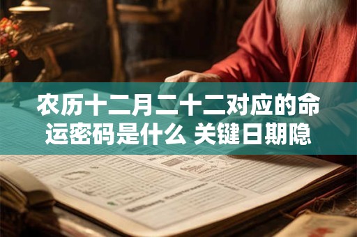 农历十二月二十二对应的命运密码是什么 关键日期隐藏的命数规律
