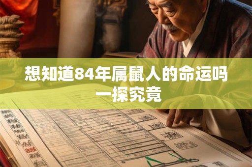 想知道84年属鼠人的命运吗 一探究竟
