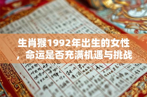 生肖猴1992年出生的女性，命运是否充满机遇与挑战