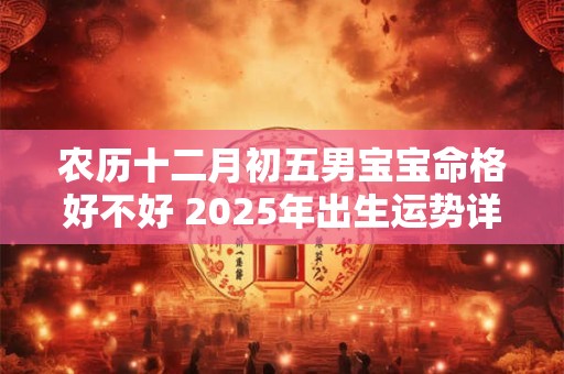 详细阅读:农历十二月初五男宝宝命格好不好 2025年出生运势详解 农历十二月初五男宝宝命格好不好 2025年出生运势详解