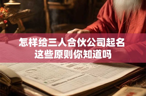 怎样给三人合伙公司起名 这些原则你知道吗 怎样给三人合伙公司起名 这些原则你知道吗