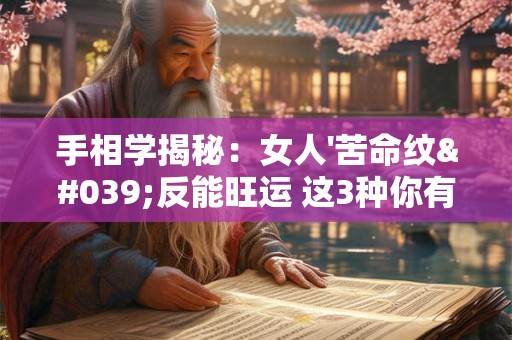 手相学揭秘：女人'苦命纹'反能旺运 这3种你有吗