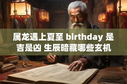 属龙遇上夏至 birthday 是吉是凶 生辰暗藏哪些玄机