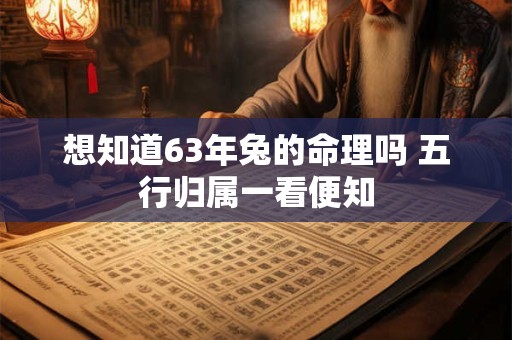 想知道63年兔的命理吗 五行归属一看便知