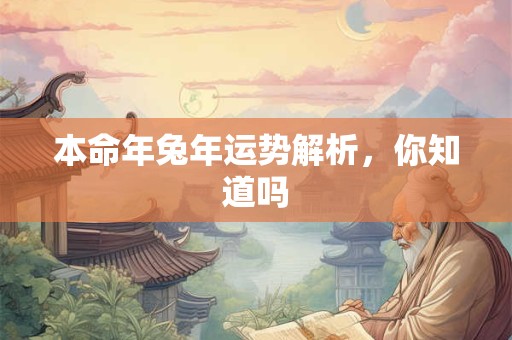 本命年兔年运势解析，你知道吗
