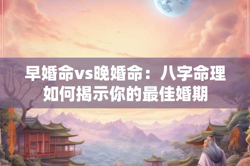 早婚命vs晚婚命：八字命理如何揭示你的最佳婚期