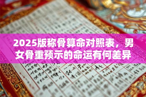 2025版称骨算命对照表，男女骨重预示的命运有何差异