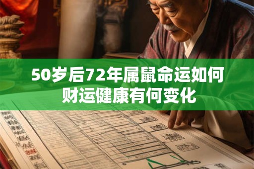 50岁后72年属鼠命运如何 财运健康有何变化